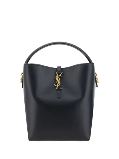 Saint Laurent Le 37 Leather Bucket Bag In Nero