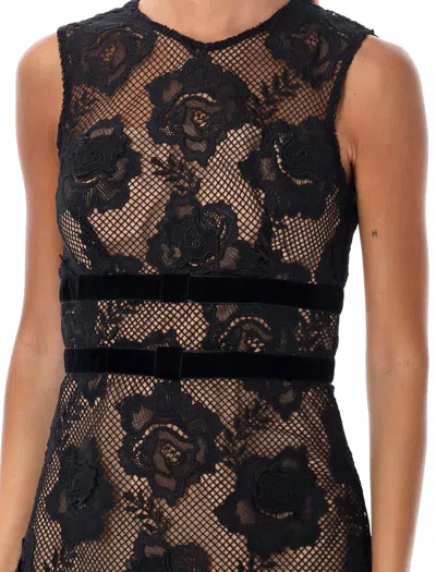 Shop Self-portrait Lace Mini Dress In Black