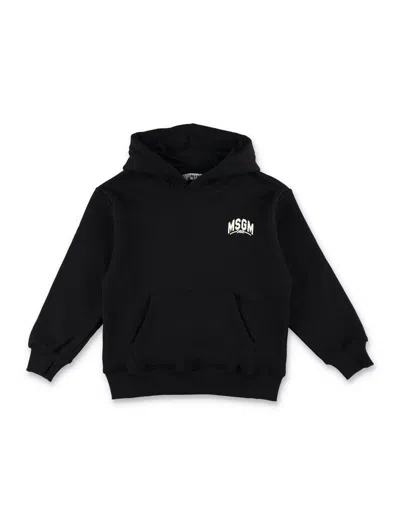 Msgm Back Logo Hoodie In Black
