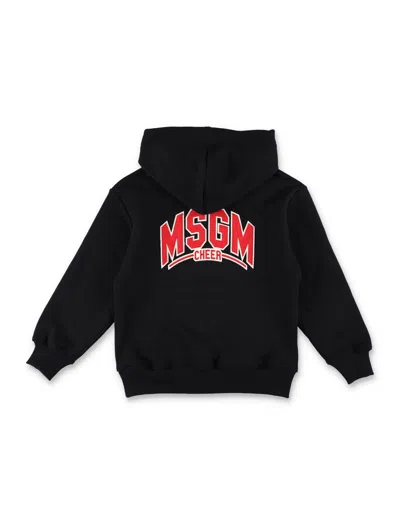 Msgm Back Logo Hoodie In Black
