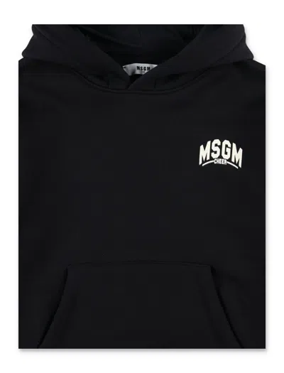Msgm Back Logo Hoodie In Black