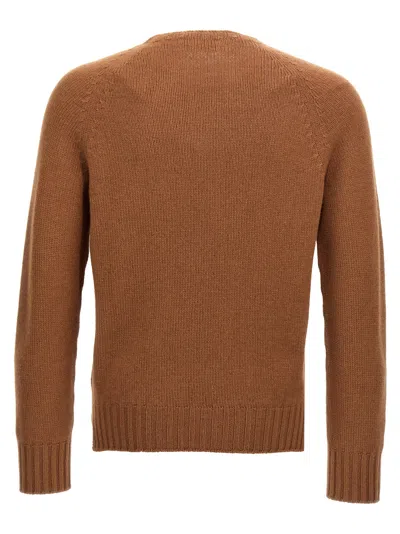 Ma'ry'ya Brown Wool Blend Crew-neck Sweater With Ribbed Hem In Brown