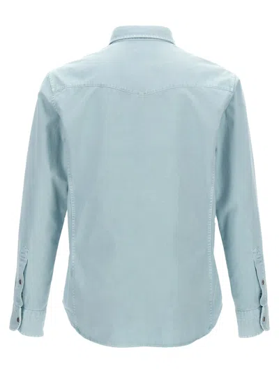 Shop Tom Ford Peach Twill Western Shirt In Light Blue