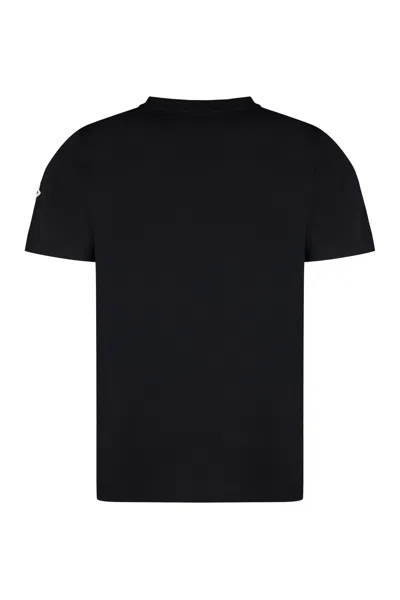 Shop Moncler Logo Cotton T-shirt In Black