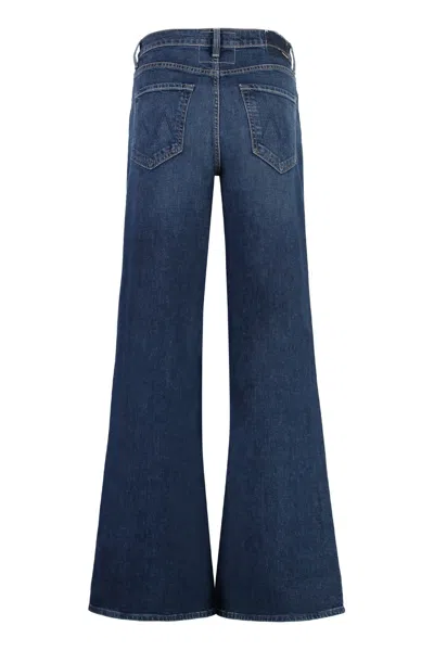 Mother The Twister Sneak Frayed Hems Flared Wide Leg Jeans In Denim