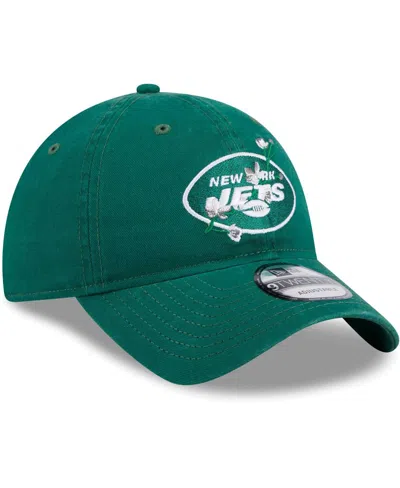 New Era Women's Green New York Jets Game Day Flower 9twenty Adjustable Hat In Green