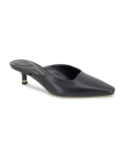 Kenneth Cole New York Margo Womens Leather Kitten Mules In Black