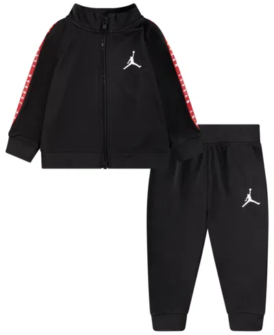 Jordan Baby Neutral 2-piece Tricot Jacket And Pants Set In Black