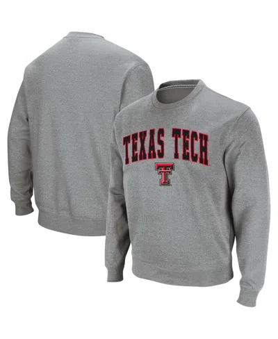 Colosseum Men's Texas Tech Red Raiders Arch And Logo Crew Neck Sweatshirt In Heather Gray