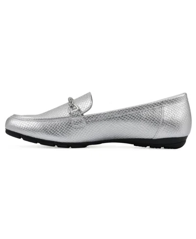 Cliffs By White Mountain Women's Genius Moc Loafers In Silver Snake Print