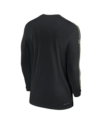 Nike Men's Black New Orleans Saints Sideline Coach Uv Performance Long Sleeve T-shirt In Black,gold