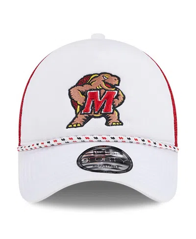 New Era Men's White/red Maryland Terrapins Court Sport Foam A-frame 9forty Adjustable Trucker Hat In White,red