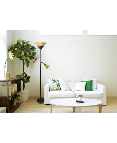 All The Rages Elegant Designs 3 Light Floor Lamp With Scalloped Glass Shades In Bronze