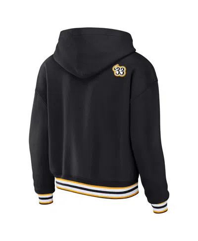 Wear By Erin Andrews Black Pittsburgh Steelers Plus Size Lace-up Pullover Hoodie In Black