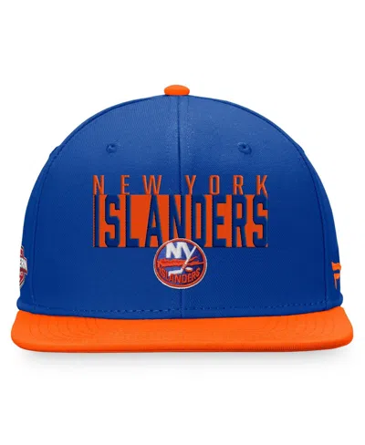 Fanatics Men's Royal/orange New York Islanders Fundamental Colorblocked Snapback Hat In Royal,orange