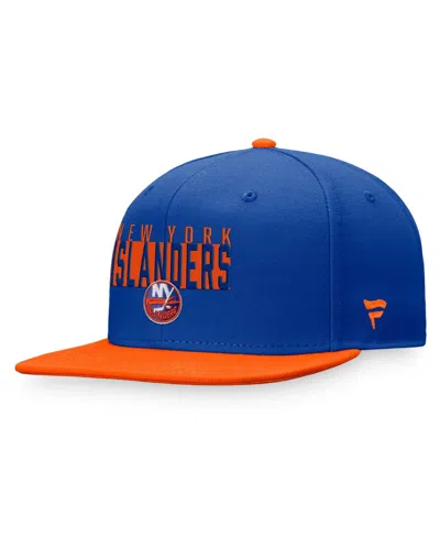 Fanatics Men's Royal/orange New York Islanders Fundamental Colorblocked Snapback Hat In Royal,orange