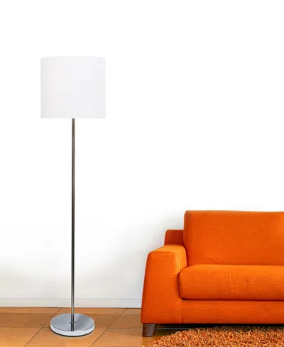 All The Rages Simple Designs Brushed Nickel Drum Shade Floor Lamp In White
