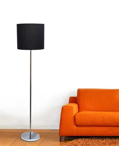 All The Rages Simple Designs Brushed Nickel Drum Shade Floor Lamp In White