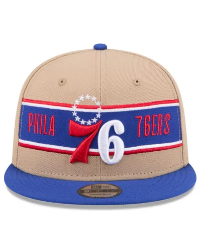 New Era Big Boys And Girls Tan/royal Philadelphia 76ers 2024 Nba Draft 9fifty Snapback Hat In Tan,royal