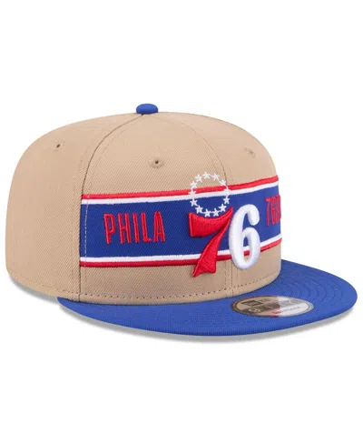 New Era Big Boys And Girls Tan/royal Philadelphia 76ers 2024 Nba Draft 9fifty Snapback Hat In Tan,royal