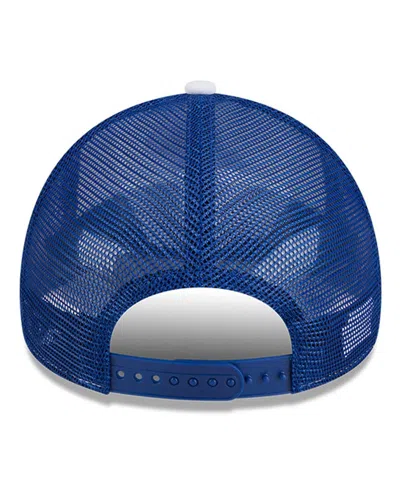 New Era Men's White/royal Kansas Jayhawks Court Sport Foam A-frame 9forty Adjustable Trucker Hat In White,royal