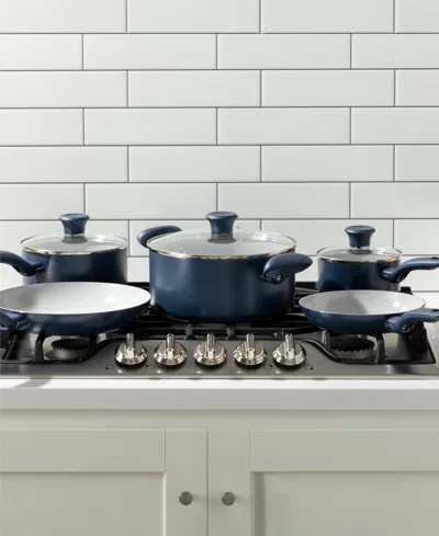 T-fal Culinaire Ceramic Nonstick 12pc Cookware Set In Blue