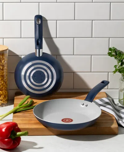 T-fal Culinaire Ceramic Nonstick 12pc Cookware Set In Blue