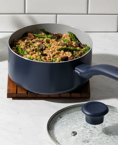 T-fal Culinaire Ceramic Nonstick 12pc Cookware Set In Blue