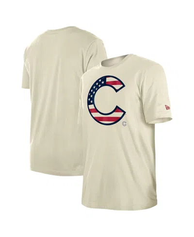 New Era Men's Cream Chicago Cubs 4th Of July Flag Fill T-shirt In Cream