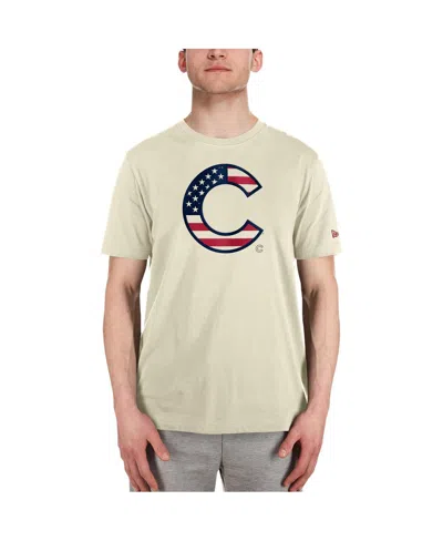 New Era Men's Cream Chicago Cubs 4th Of July Flag Fill T-shirt In Cream