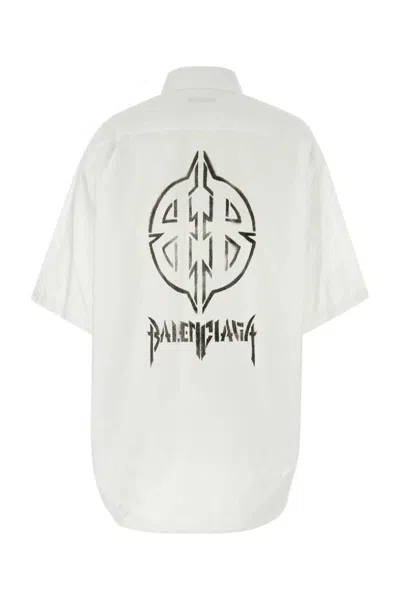 Balenciaga Women's Poplin Oversize Shirt In White