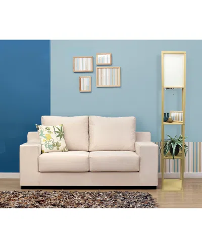 All The Rages Simple Designs Floor Lamp Etagere Organizer Storage Shelf With Linen Shade In Tan