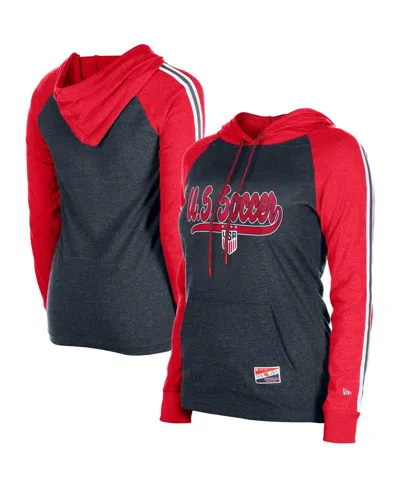 5th & Ocean Women's Navy Uswnt Throwback Pullover Hoodie In Navy