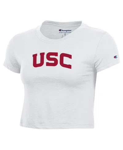 Champion Women's White Usc Trojans Core Baby T-shirt In White