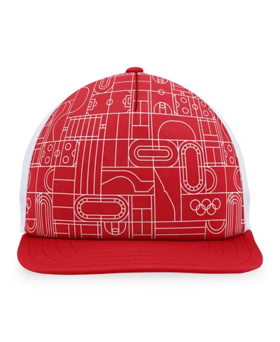 Fanatics Men's Red Olympic Games Five-panel Trucker Snapback Hat In Red