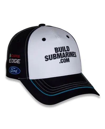 Checkered Flag Sports Men's White/black Brad Keselowski Buildsubmarines.com Uniform Adjustable Hat In White,black
