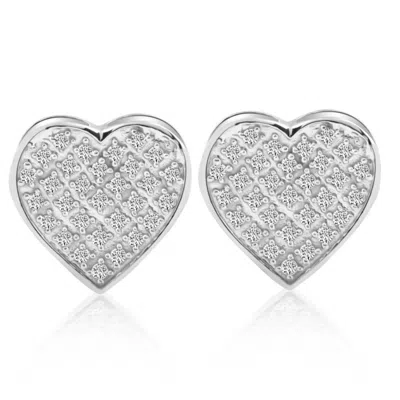 Pompeii3 1/4 Ct Diamond Heart Studs Screw Back Earrings White Or Yellow Gold 10.5mm Wide In White