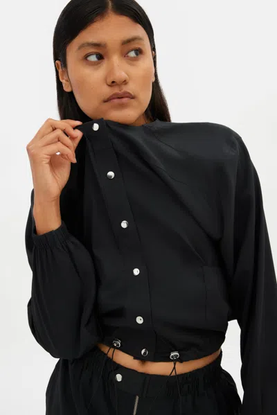Girlfriend Collective Black Raquel Snap Front Jacket
