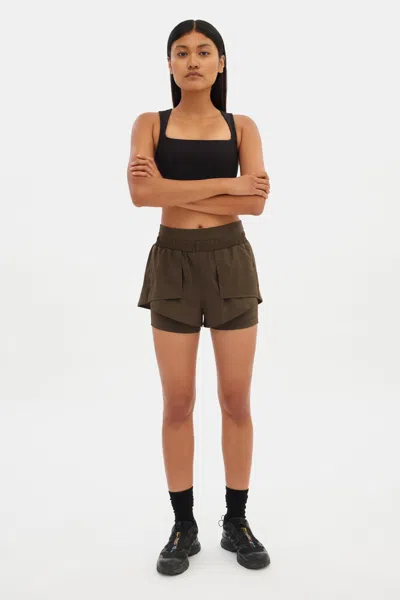 Girlfriend Collective Chestnut Fallon Layered Short
