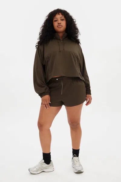 Girlfriend Collective Chestnut Huddle Half-zip Windbreaker