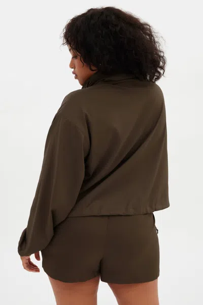Girlfriend Collective Chestnut Huddle Half-zip Windbreaker