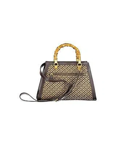 Pre-owned Guess Jeans Cotton Handbag With Multiple Compartments And Contrast Details - In Brown