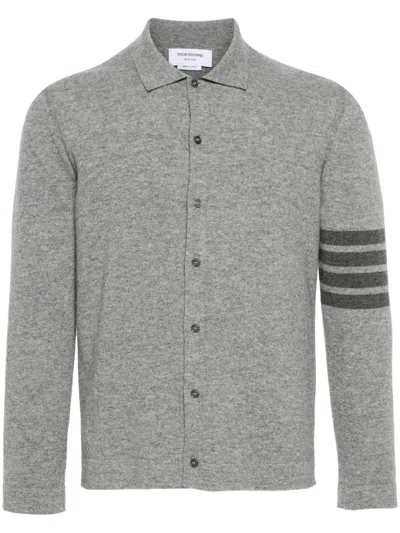 Shop Thom Browne Grey 4-bar Cashmere Cardigan