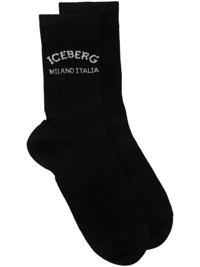 Iceberg Logo Socks In 黑色