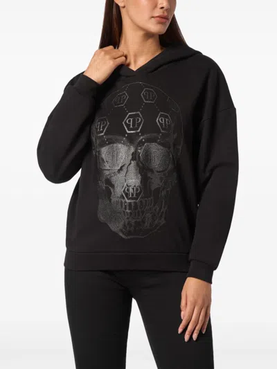 Philipp Plein Monogram Skull Hoodie In 黑色