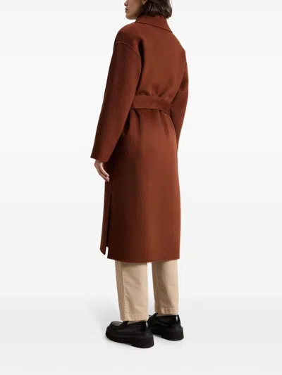 Woolrich Pure Virgin Wool With Belt Long Coat In 褐色