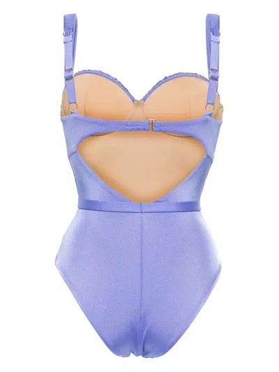 Shop Noire Swimwear Belted Ruched Balconette Swimsuit In 紫色