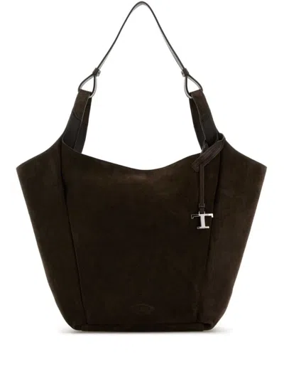 Tod's Medium Suede Tote Bag In 褐色