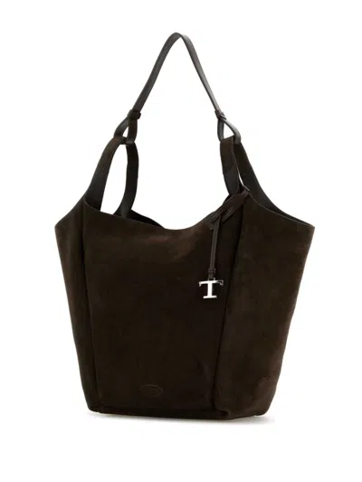Tod's Medium Suede Tote Bag In 褐色