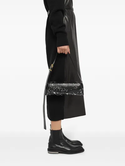 Jil Sander Small Cannolo Studded Shoulder Bag In 黑色